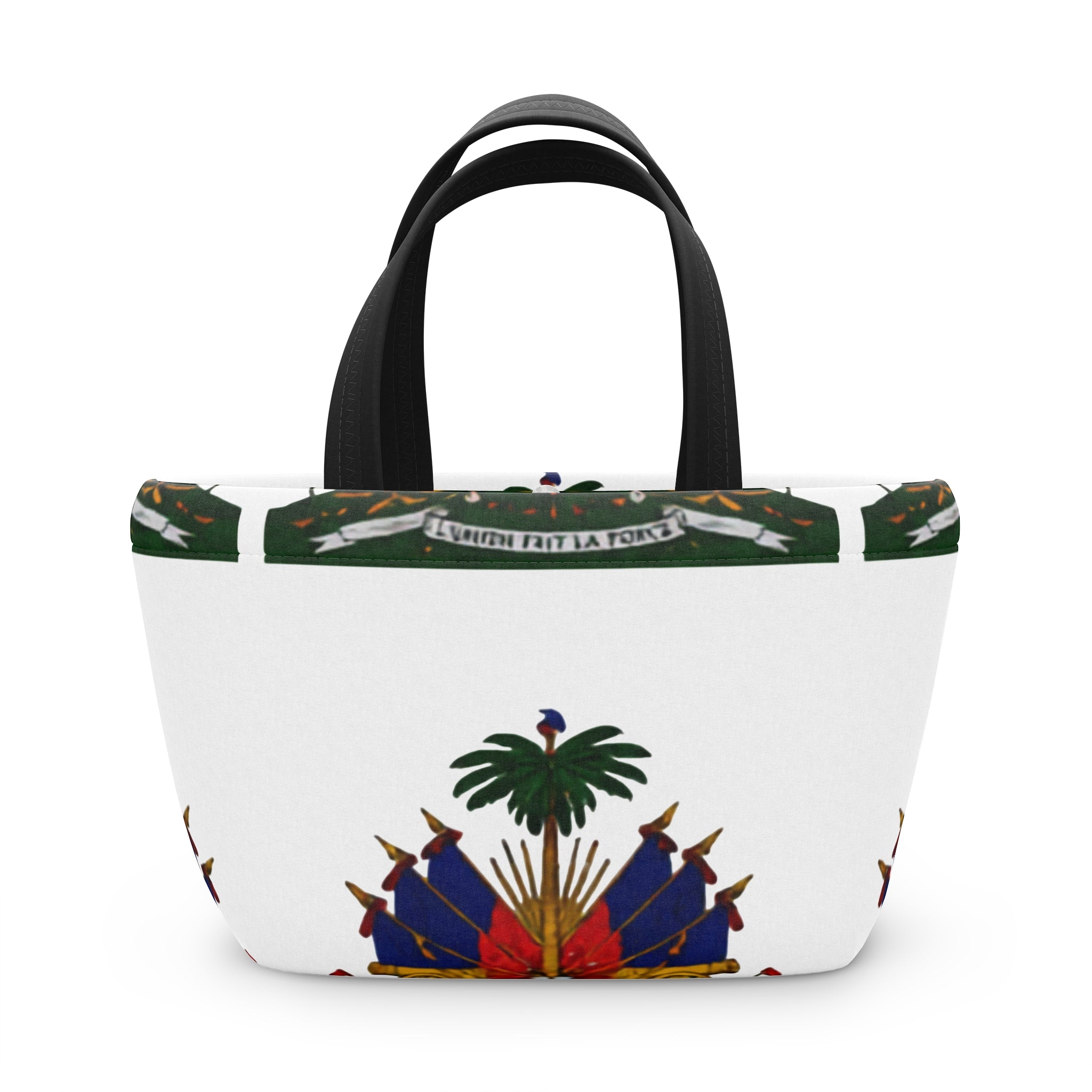 Haiti Flag Canvas Tote Bag – Zippered Travel & Market Tote with Coat of Arms Design