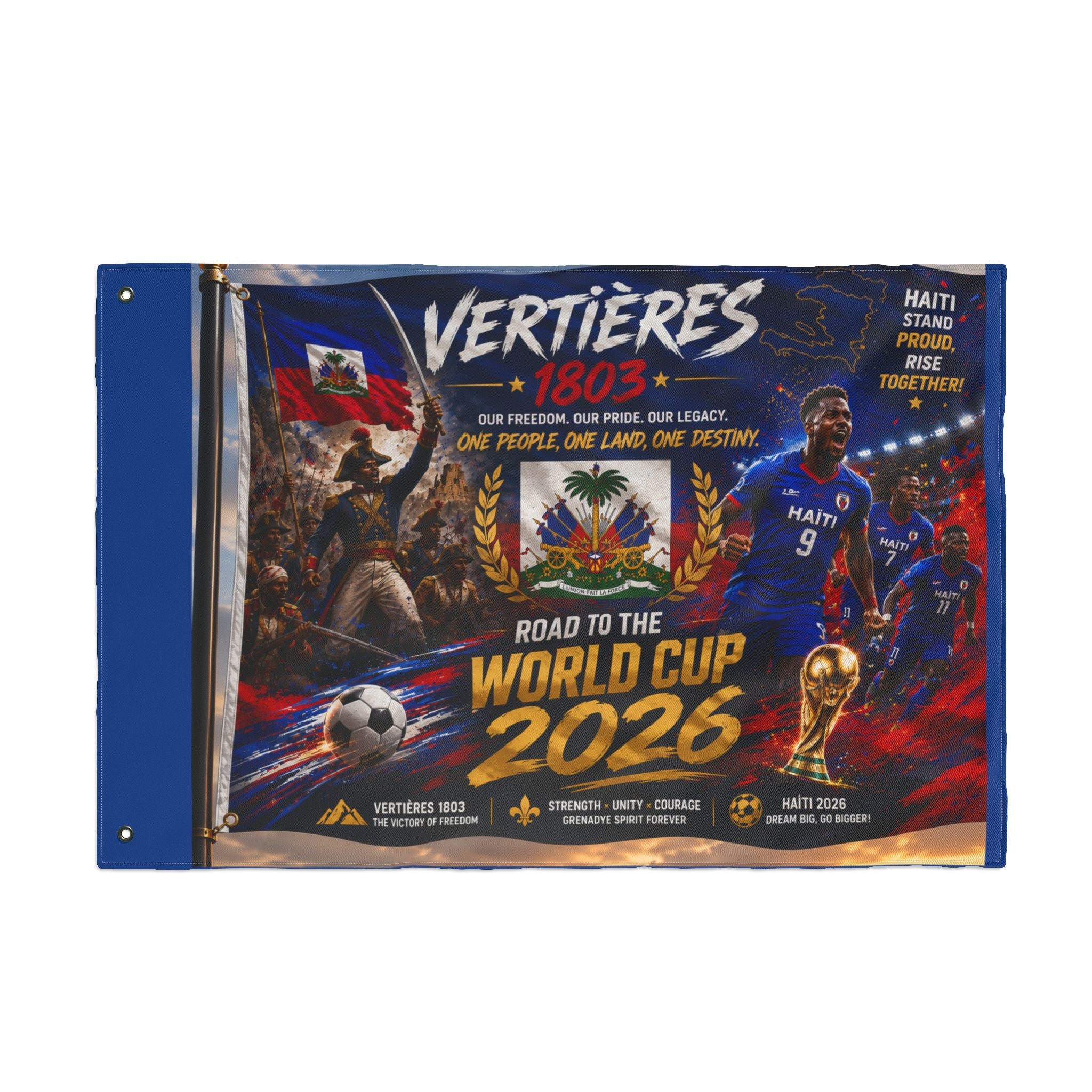 Haiti World Cup 2026 Double-Sided Flag – Vertières 1803 Soccer Tribute