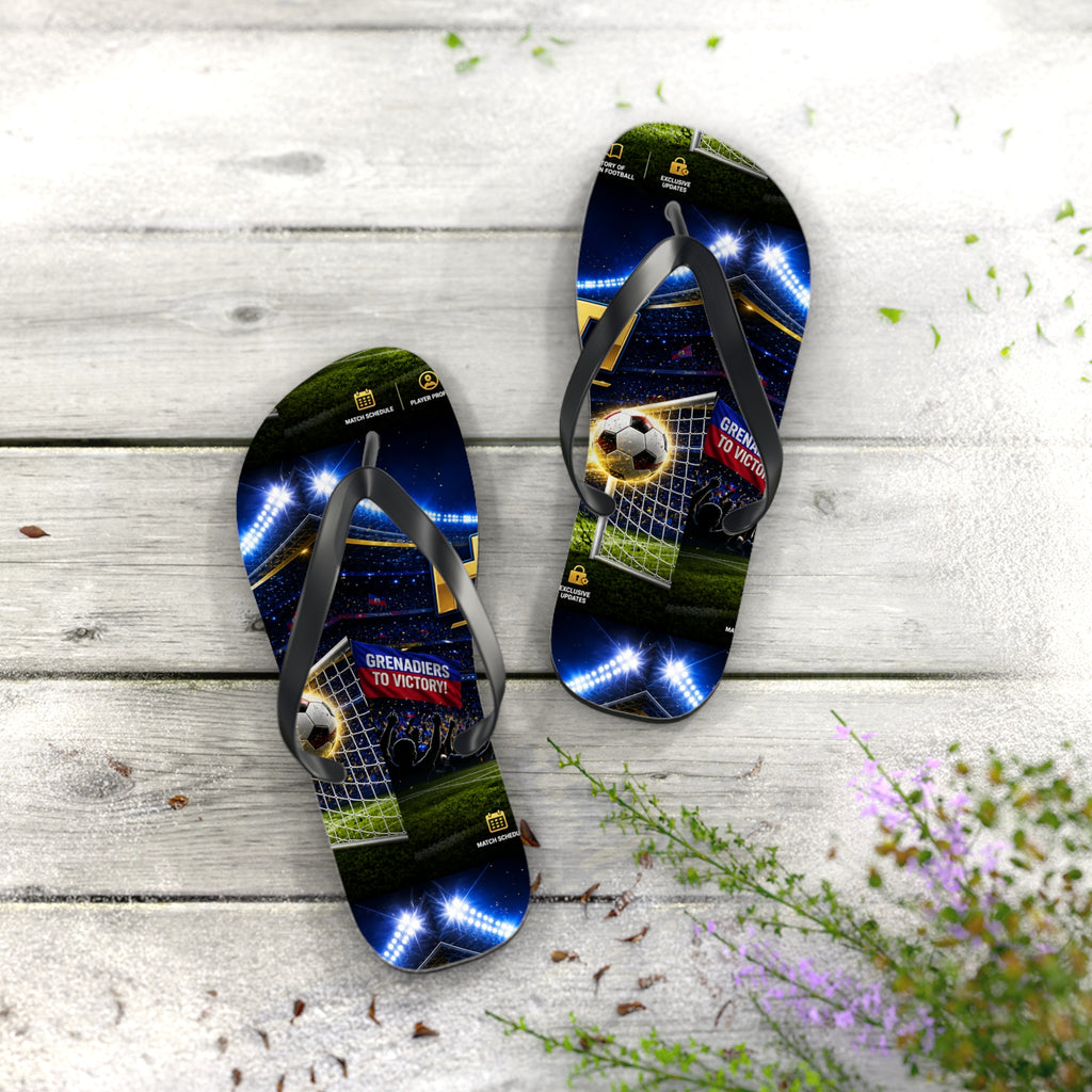 Soccer Stadium Flip Flops - Goal Night Match Design