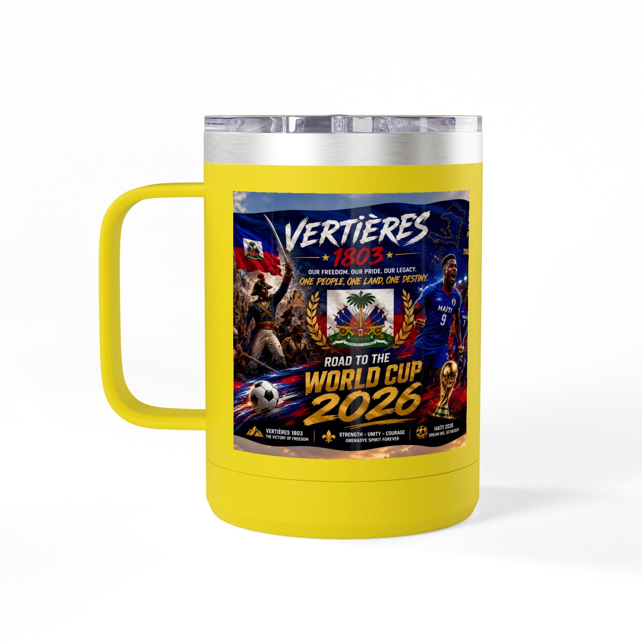 World Cup 2026 Haiti Soccer Tumbler – Vertières 1803 Team Travel Mug (15oz)