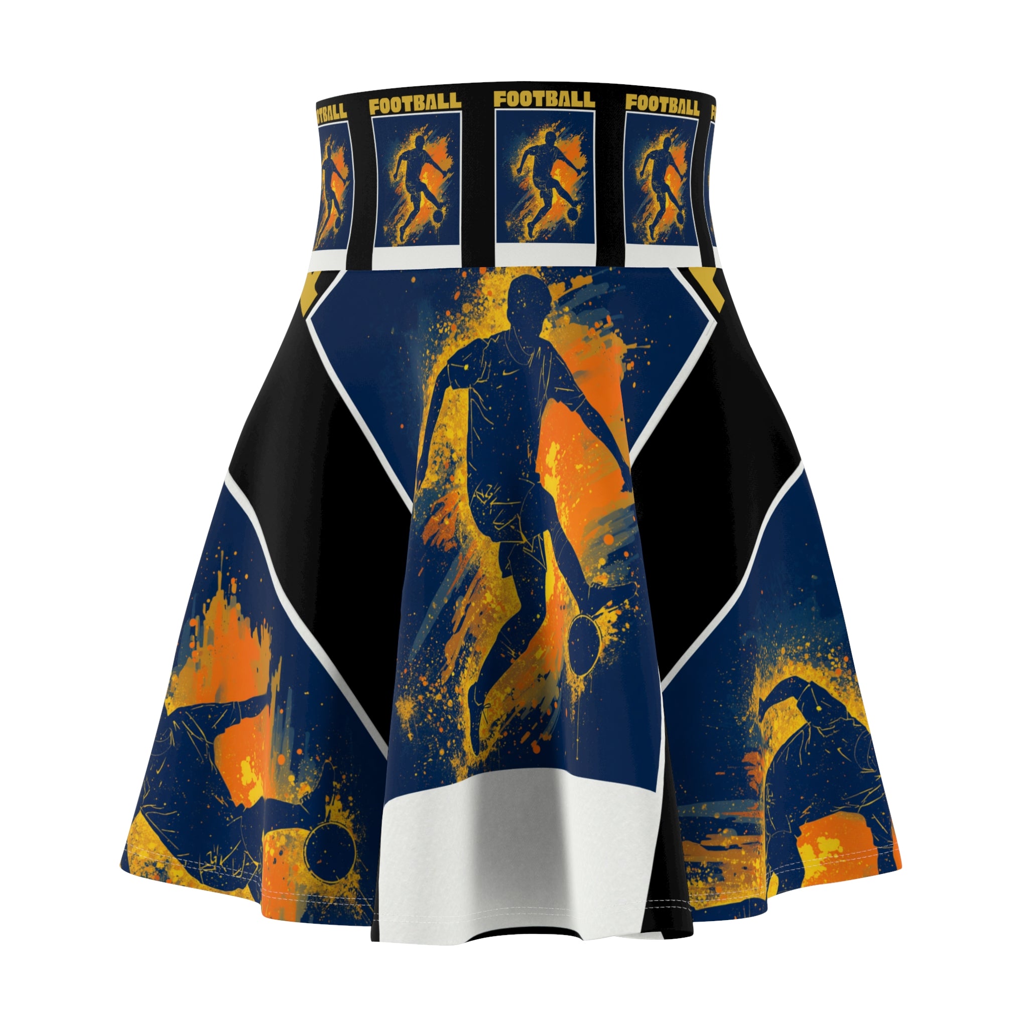 Football Player Splash Skater Skirt — Women's Soccer Graphic Flare Skirt