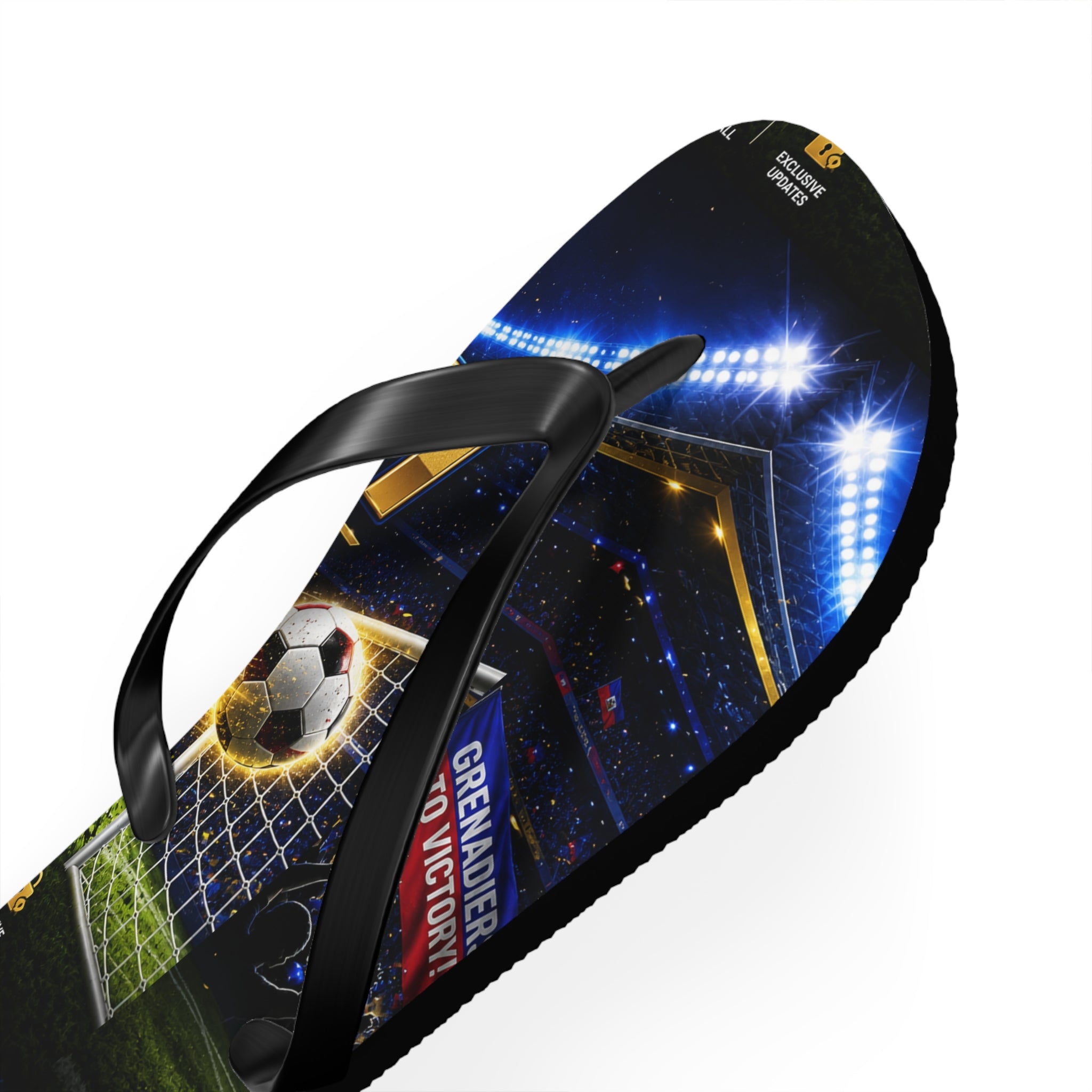 Soccer Stadium Flip Flops - Goal Night Match Design