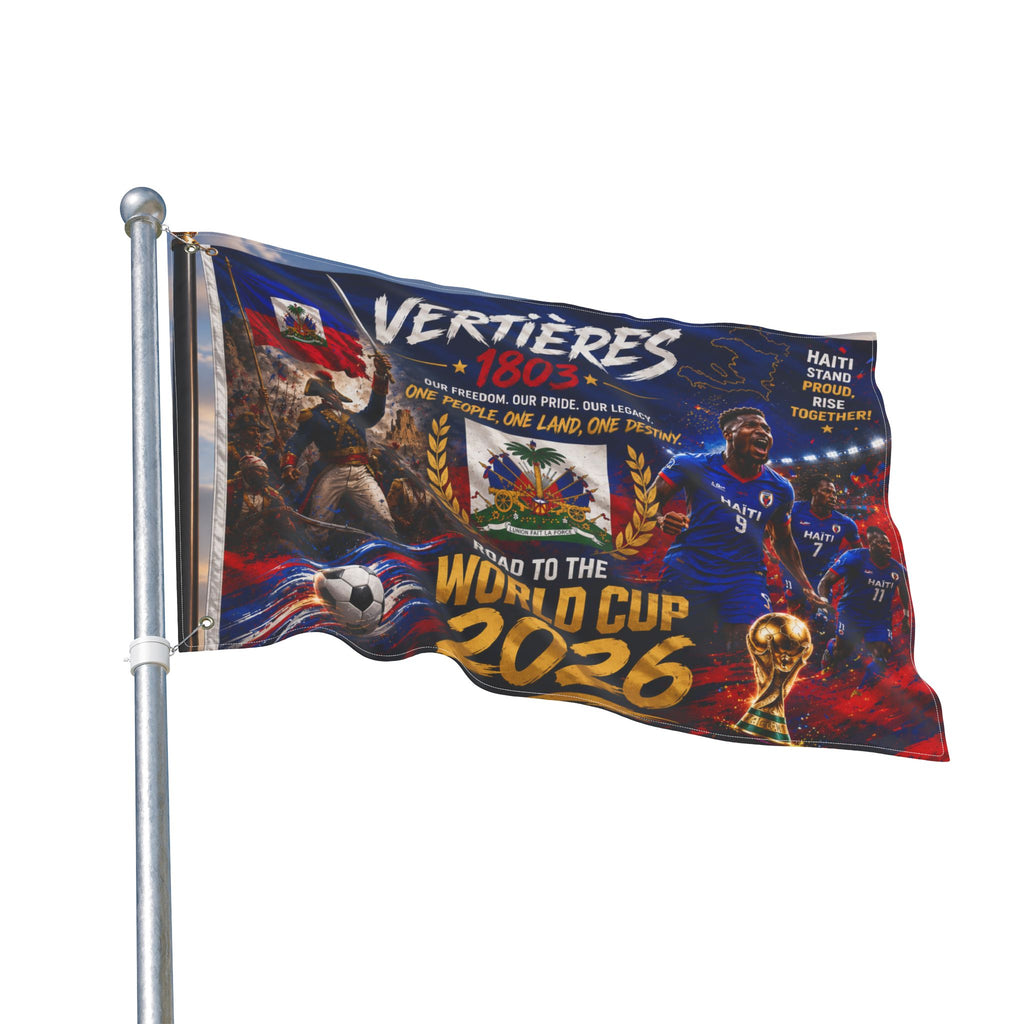 Haiti Vertières 1803 World Cup 2026 Double-Sided Flag — Road to the World Cup Support Banner