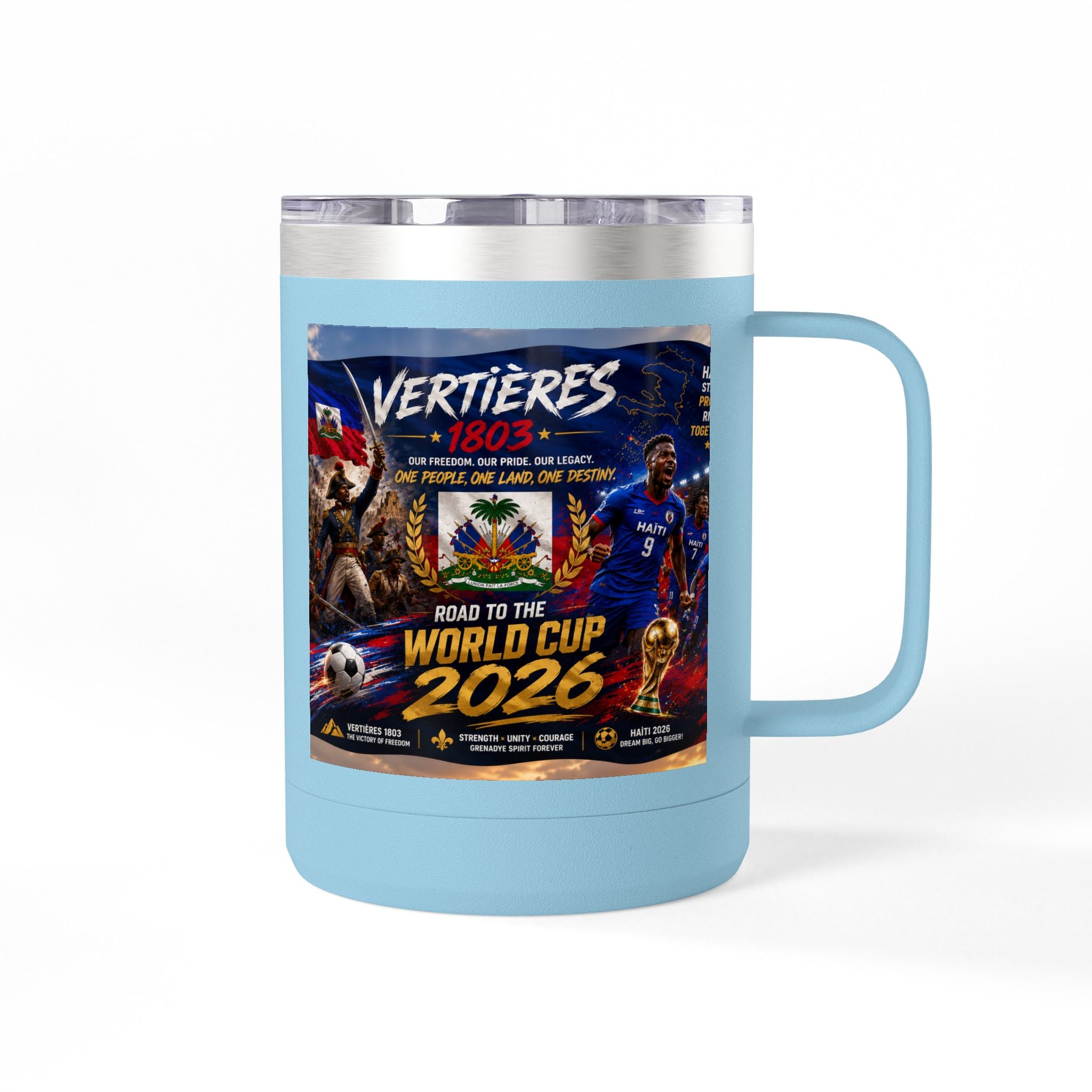 World Cup 2026 Haiti Soccer Tumbler – Vertières 1803 Team Travel Mug (15oz)