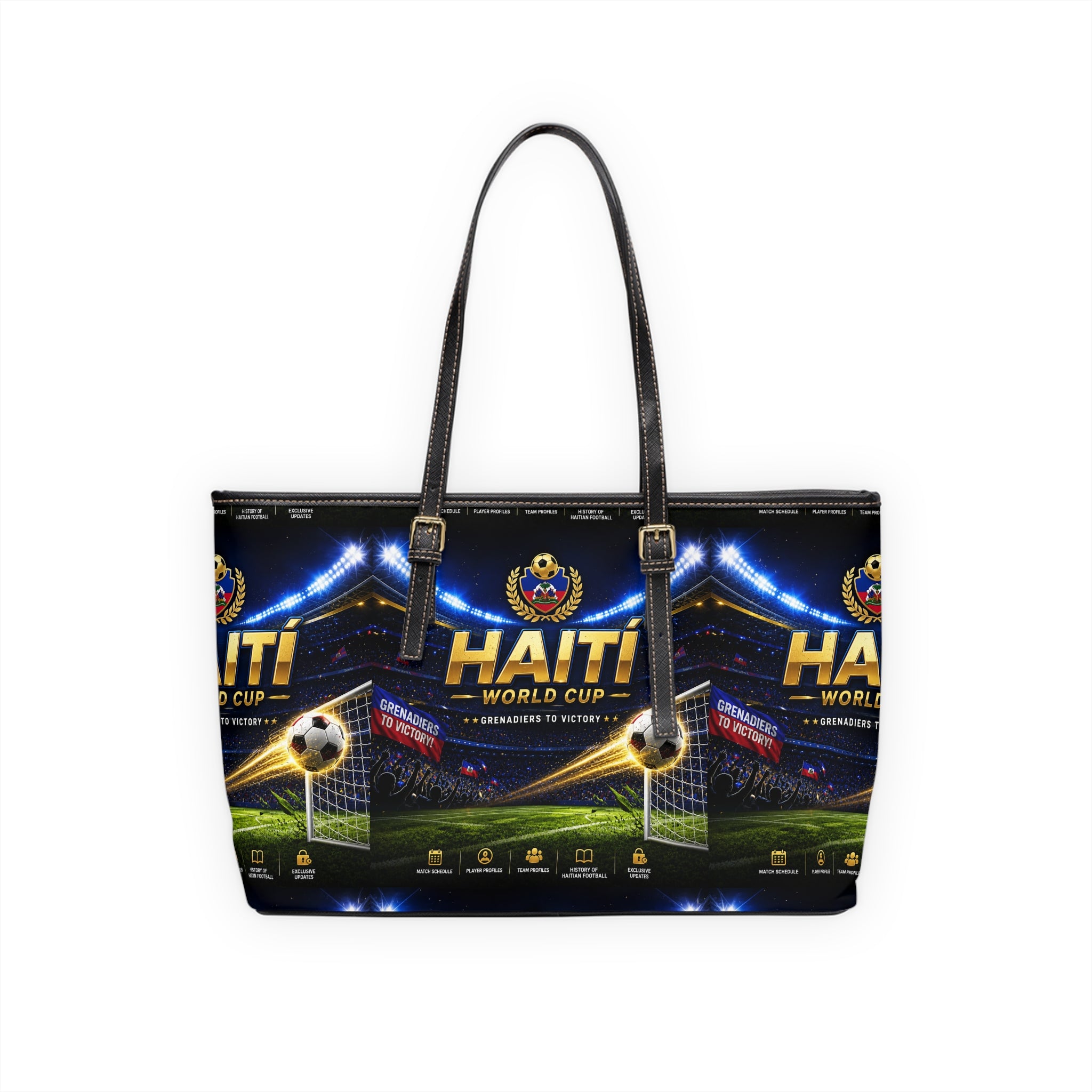 Haiti World Cup PU Leather Shoulder Bag — Soccer Stadium Graphic Tote