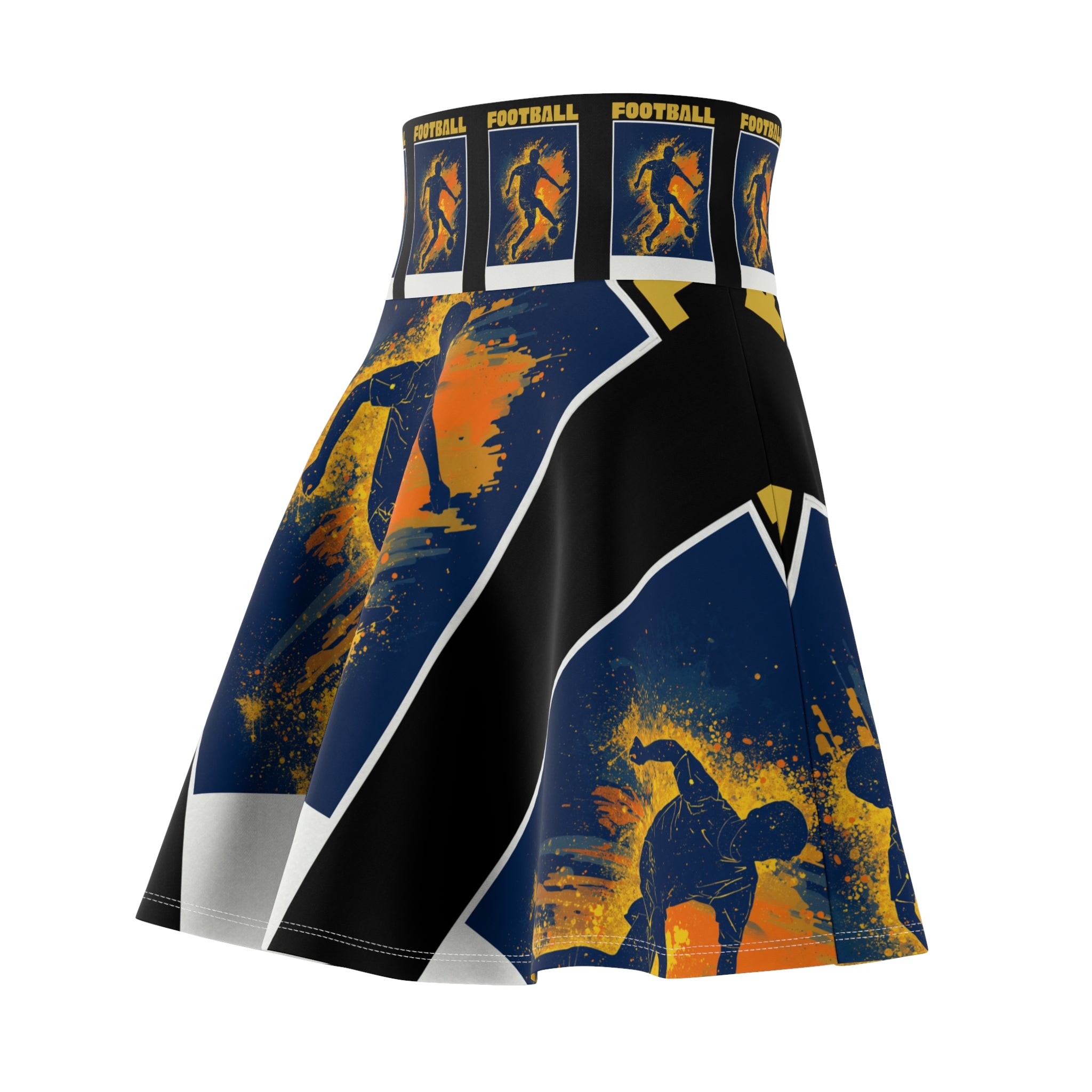 Football Player Splash Skater Skirt — Women's Soccer Graphic Flare Skirt