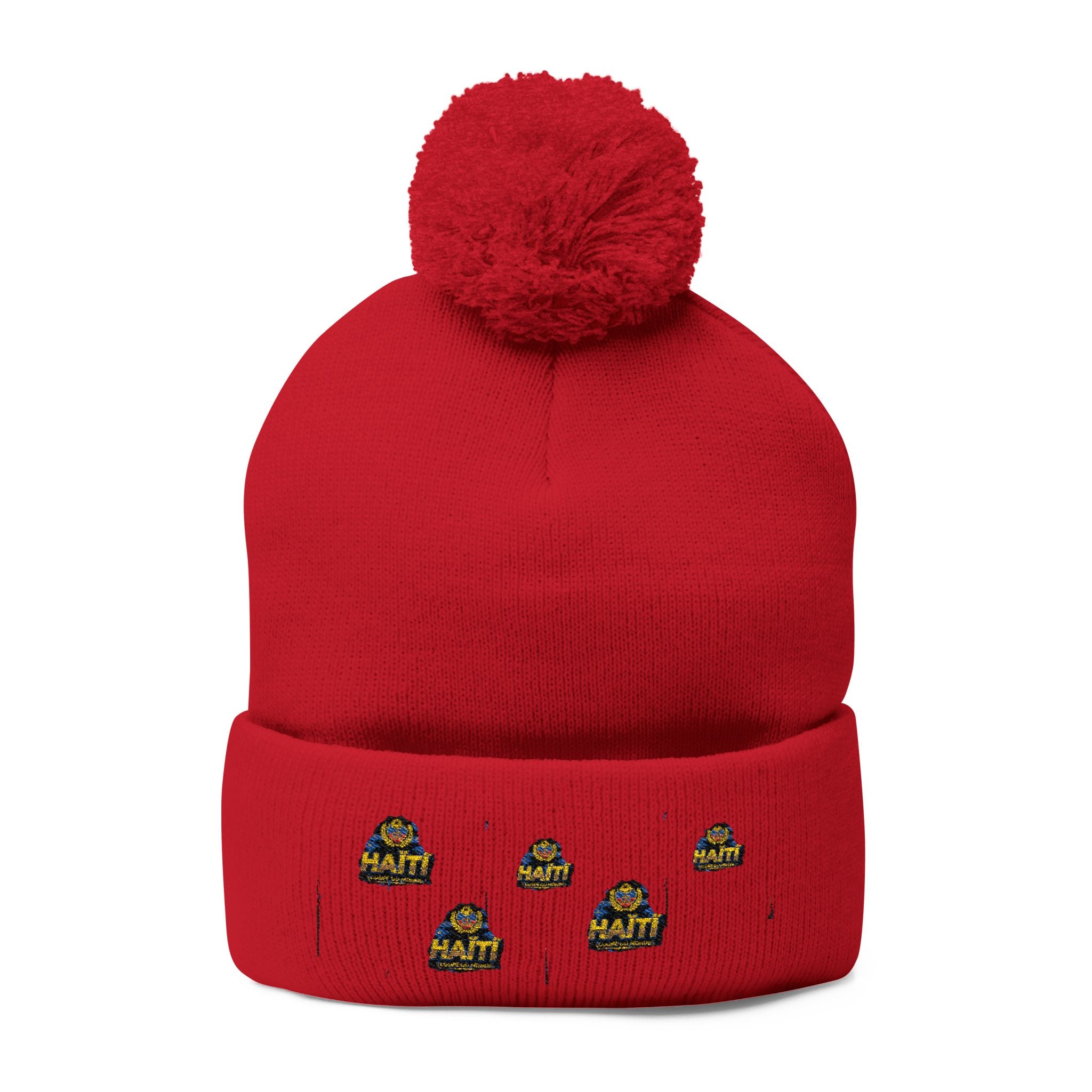 Embroidered Pom-Pom Beanie — Cute Mini Ducklings Knit Hat