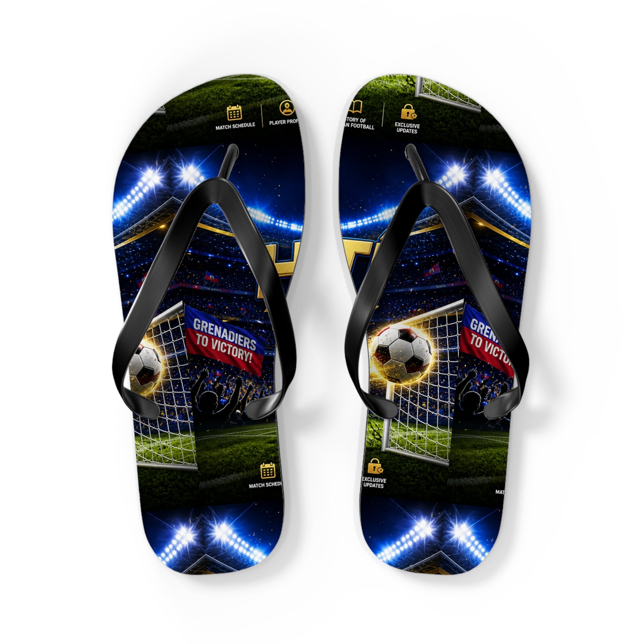 Soccer Stadium Flip Flops - Goal Night Match Design