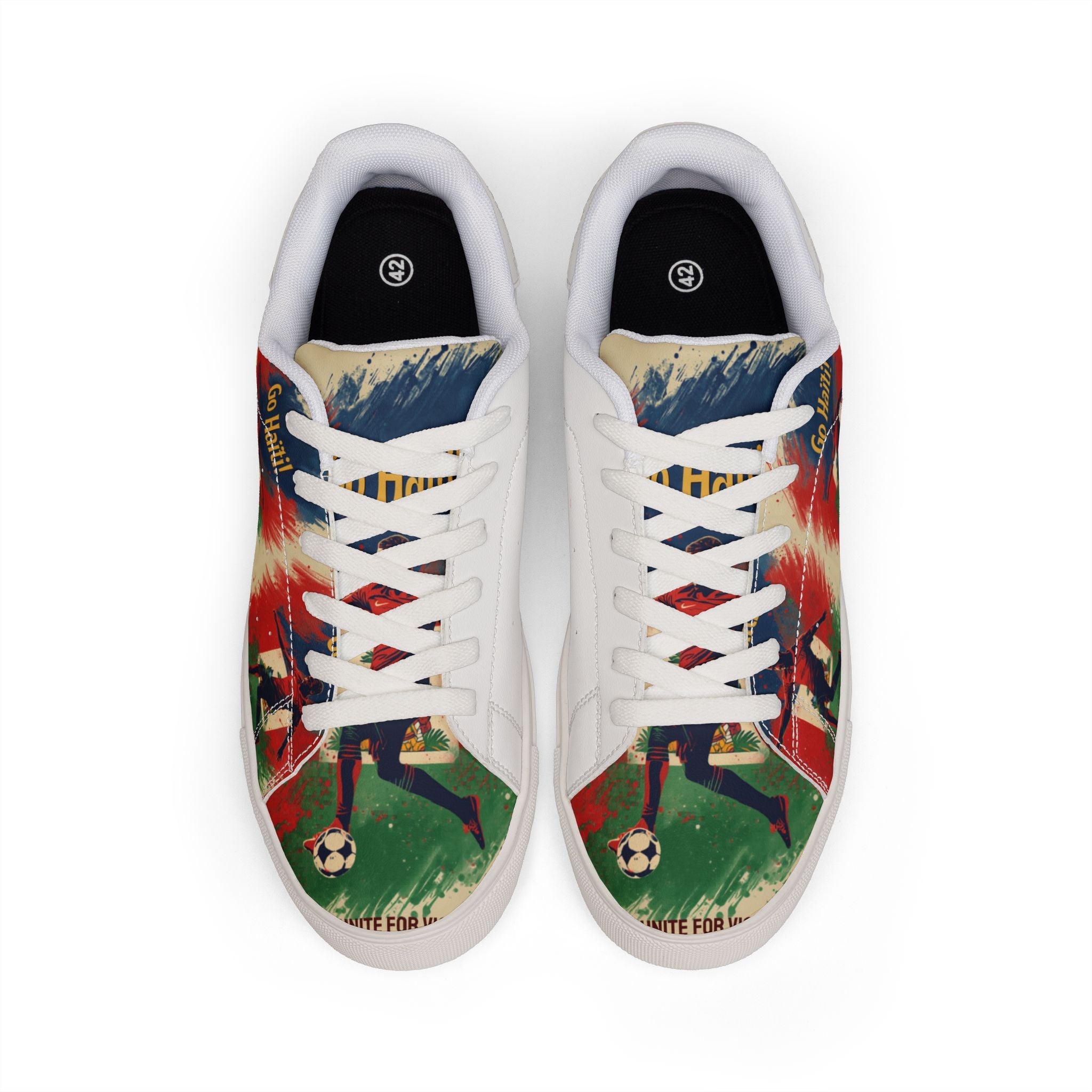 Soccer Retro Graphic Leather Sneakers — "Go Hail!" Low-Top Men's Shoes