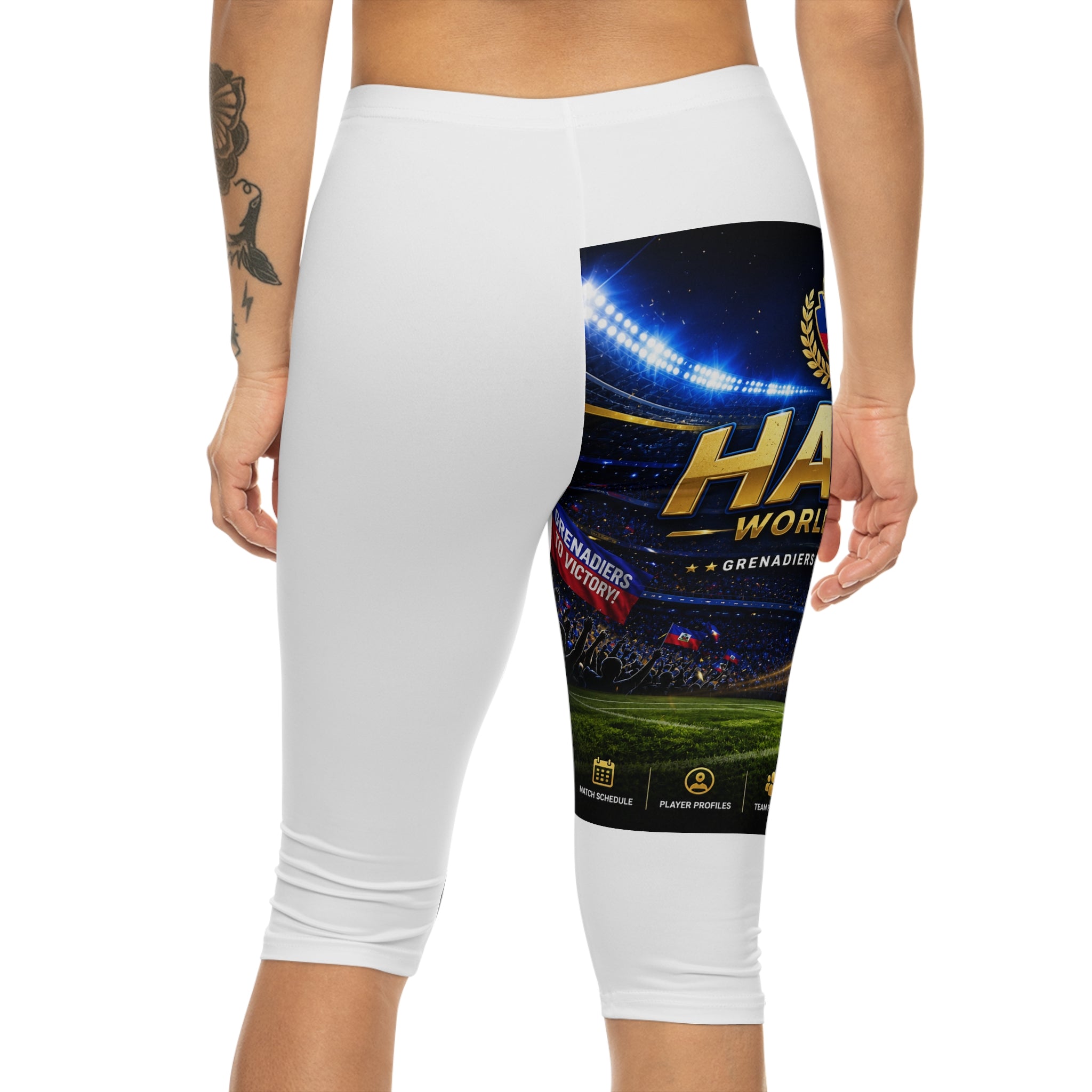 Soccer World Cup Capri Leggings — Halti Football Stadium Design
