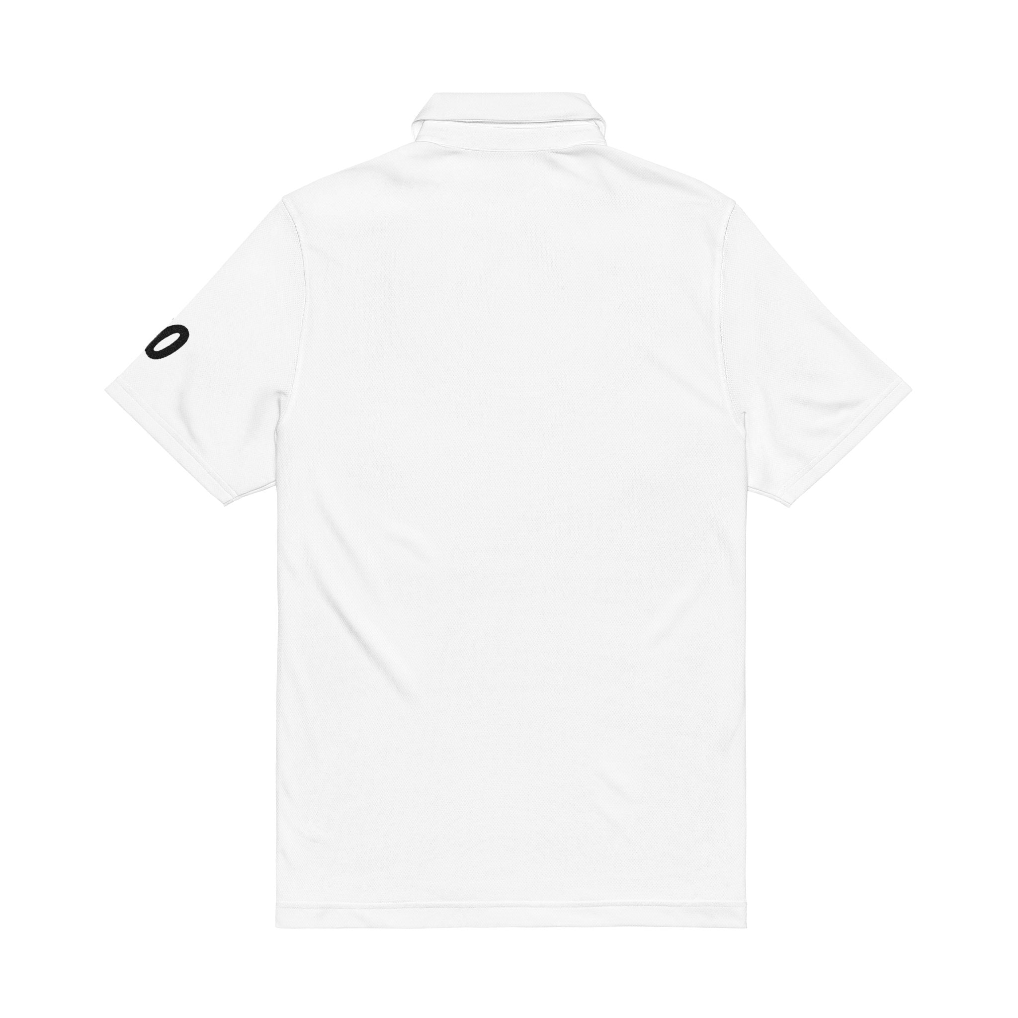 Embroidered Portrait Polo — White Performance Men’s Golf Shirt
