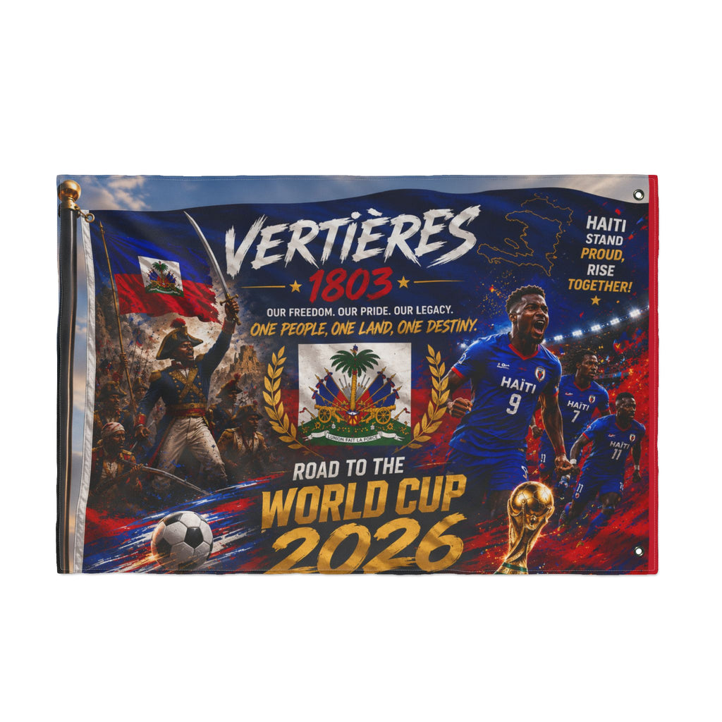 Haiti Vertières 1803 World Cup 2026 Double-Sided Flag — Road to the World Cup Support Banner