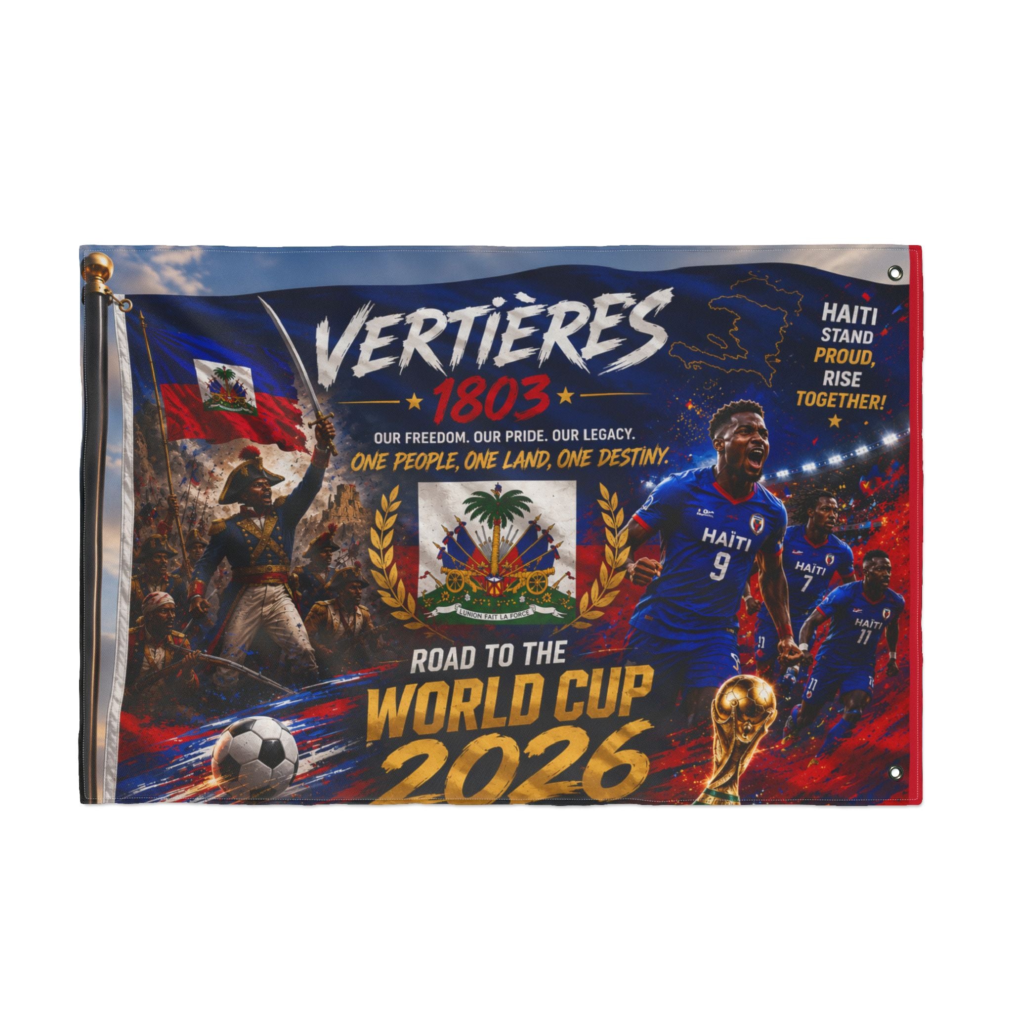 Haiti Vertières 1803 World Cup 2026 Double-Sided Flag — Road to the World Cup Support Banner