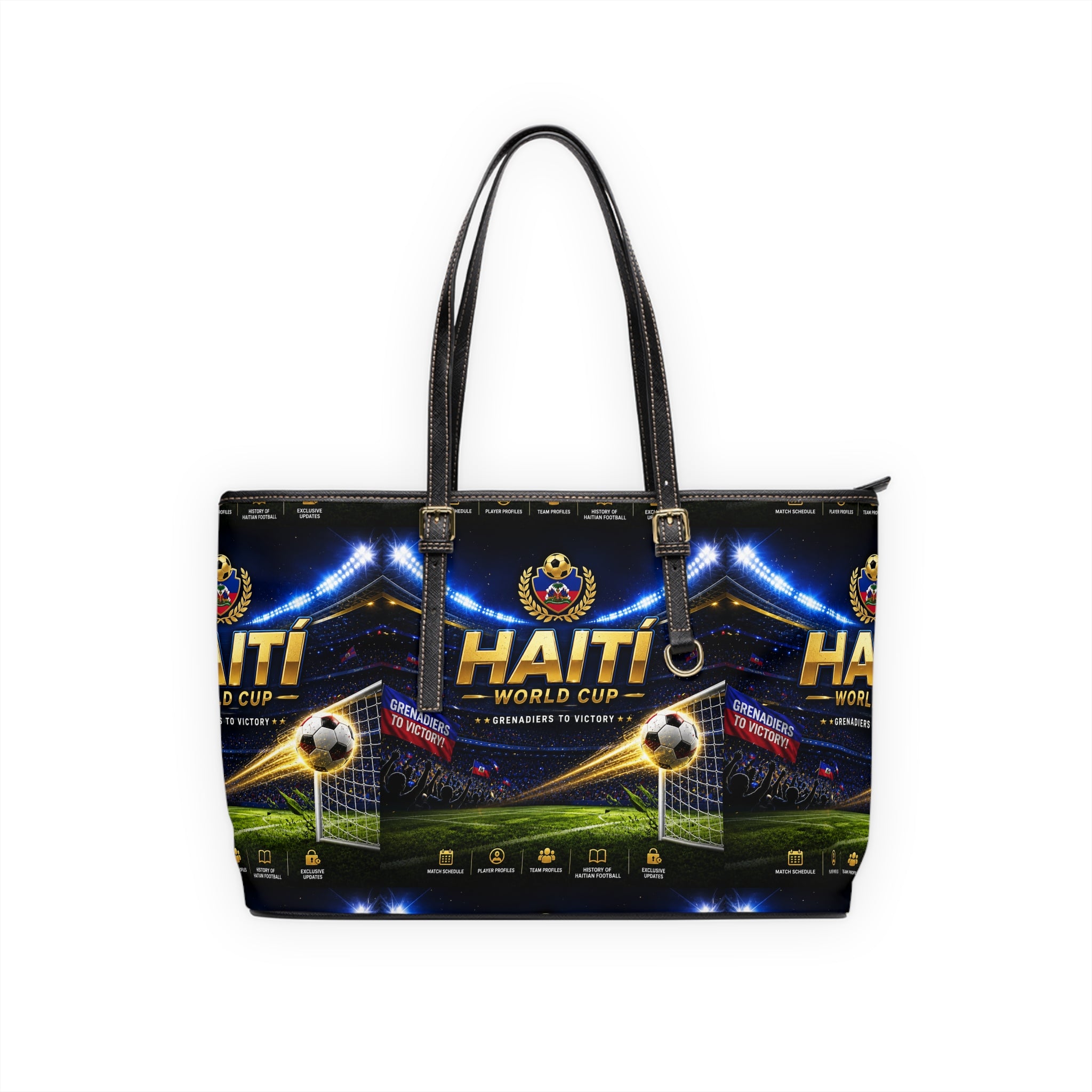 Haiti World Cup PU Leather Shoulder Bag — Soccer Stadium Graphic Tote