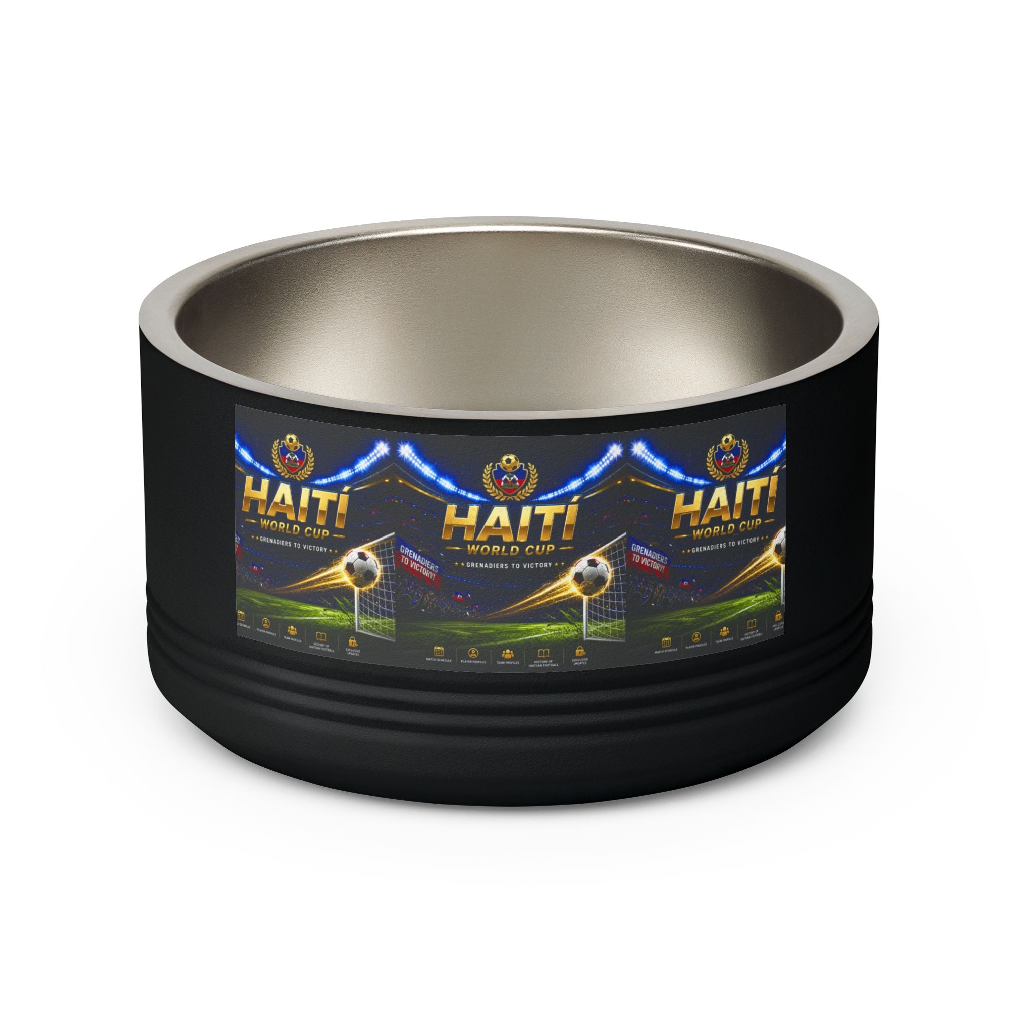 Haiti Football Crest Pet Bowl — 18oz Stainless Dog & Cat Dish