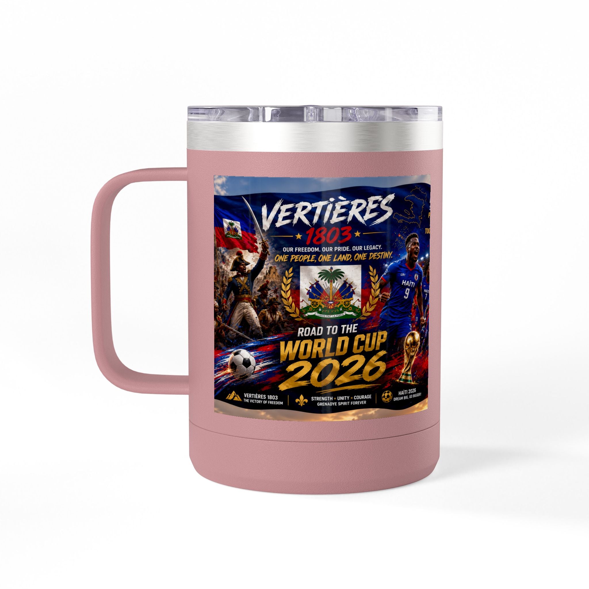 World Cup 2026 Haiti Soccer Tumbler – Vertières 1803 Team Travel Mug (15oz)