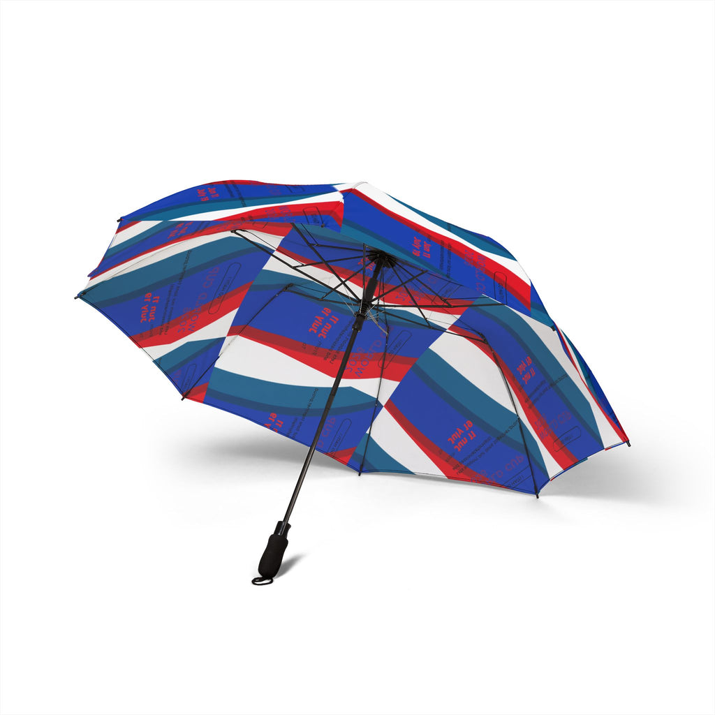 Compact Foldable Umbrella — Red White & Blue Wave Pattern, Semi-Automatic Travel Umbrella