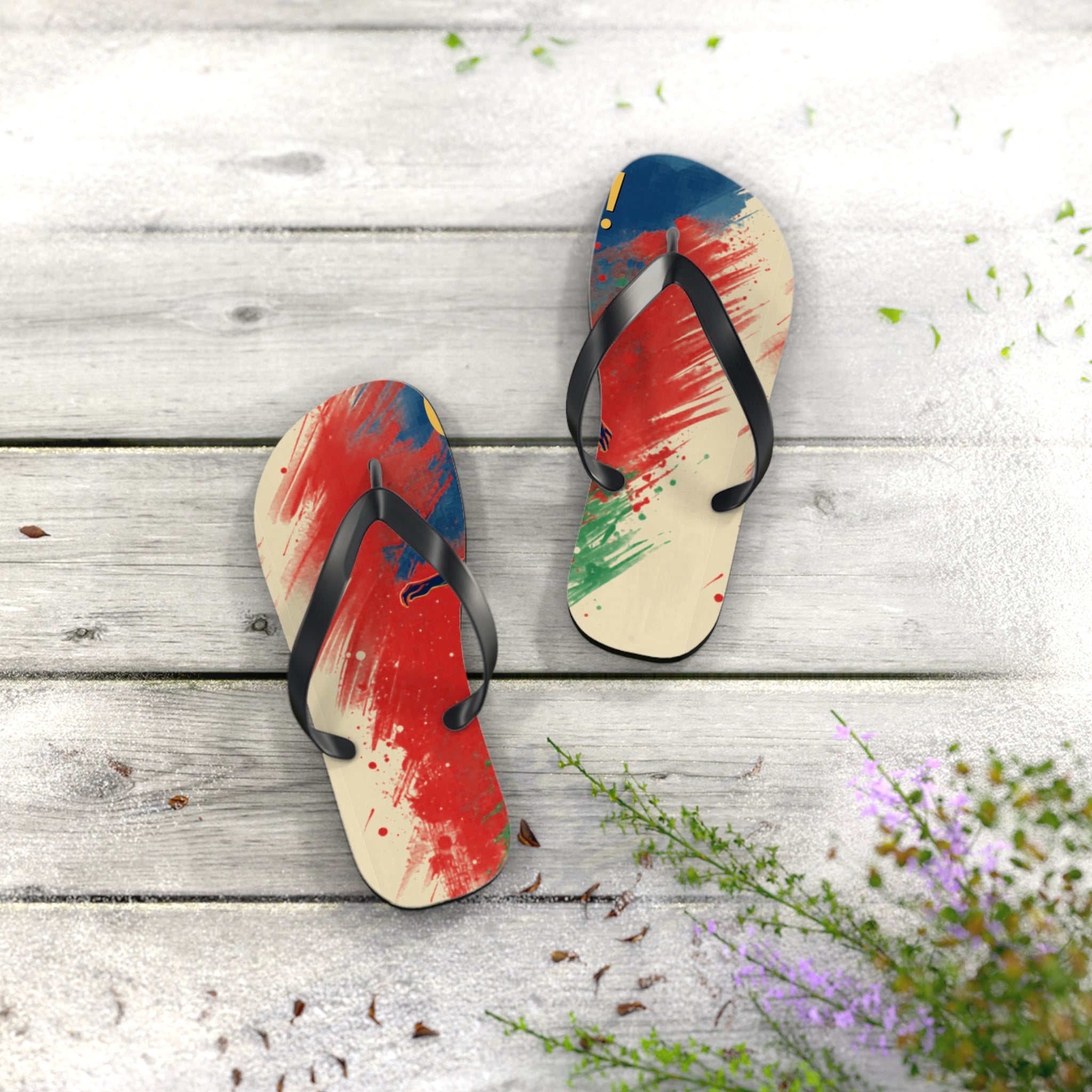 Abstract Paint Splash Flip Flops — Colorful Summer Beach Sandals