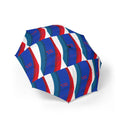 Compact Foldable Umbrella — Red White & Blue Wave Pattern, Semi-Automatic Travel Umbrella