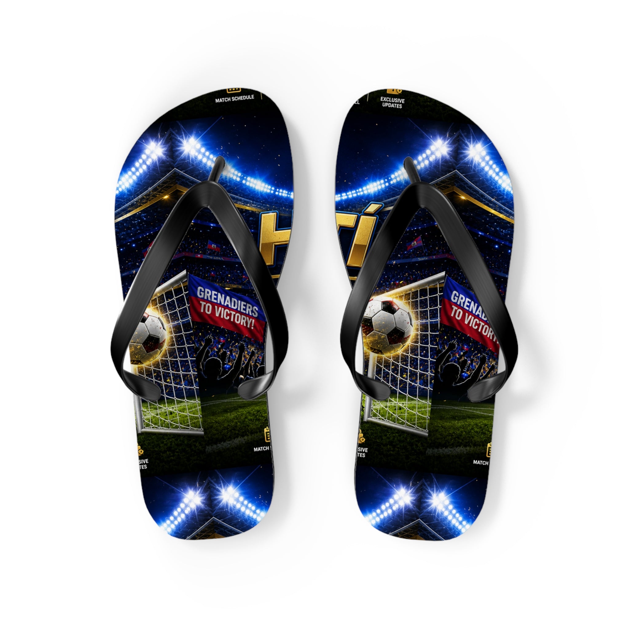 Soccer Stadium Flip Flops - Goal Night Match Design